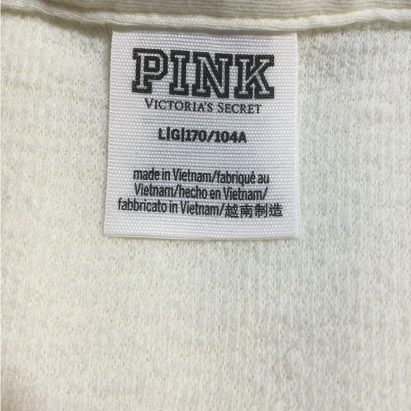 PINK by VICTORIA’S SECRET REVERSE FLEECE SHACKET CREAM/OFF WHITE LARGE - Picture 6 of 7